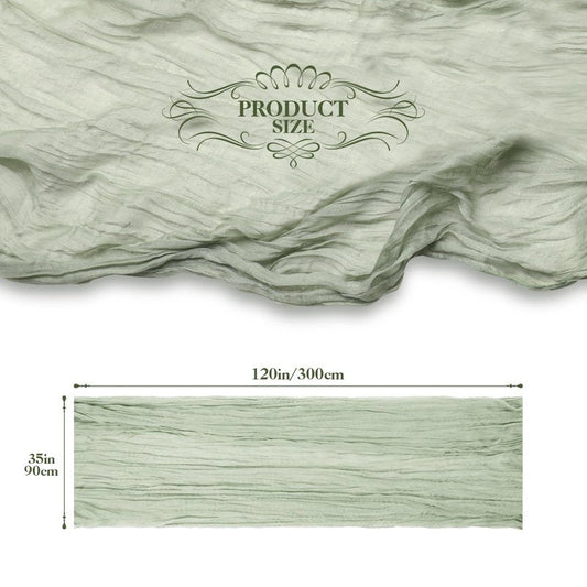 Le courant 10Ft Cheesecloth Table Runner, Rustic Boho Gauze Cheese Cloth Runner Table Runner for Weddings Bridal Baby Shower Birthday Holiday Parties Home Decor, Sage Green