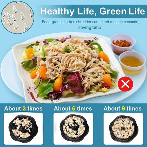 Haarshe Upgraded 5-in-1 Large Chicken Shredder with Cleaning Brush & Tong 10'' Pro Chicken Shredder Tool Twist Large Stable Anti-Slip Ergonomic Handle, Removable Tray, Dishwasher Safe, BPA Free