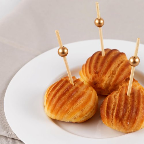 Eco-friendly Gold Wooden Ball Food Picks (Pack of 100) - Sustainable Skewers And Bamboo Picks for Charcuterie, Appetizers, & Cocktail Picks For Parties, Casual Dining & More, 3.5"