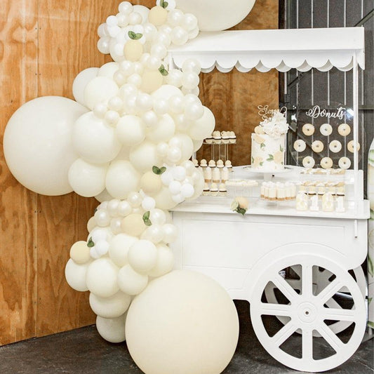 PartyWoo Beige Balloons 101pcs 12 Inch Cream Ivory White Balloons for Wedding Baby Shower Birthday Bridal Shower Graduation Engagement Easter Anniversary Tea Boho Party Decorations White-Q08