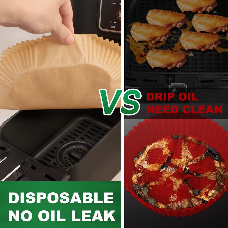 Air Fryer Liners Disposable Compatible with Ninja DZ071 Foodi 7-QT/Instant 9 QT DualZone FlexBasket Air Fryer, 150 Pcs Unbleached Parchment Paper, Accessories for Ninja Foodi Air Fryer