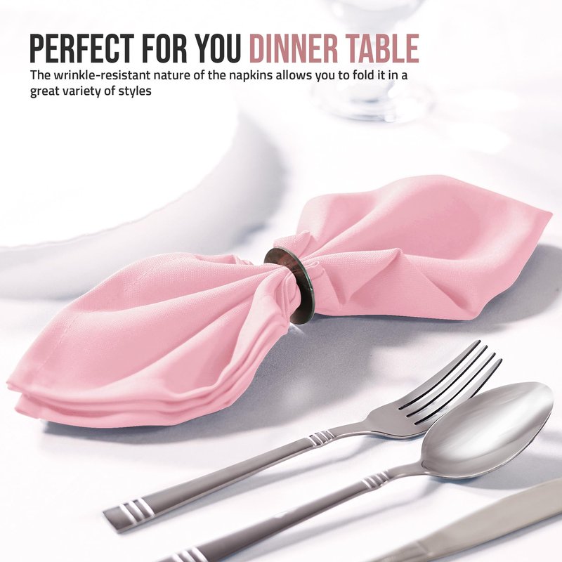 Utopia Home Pink Cloth Napkins (12 Pack, 20x20 Inches), Ideal Dinner Napkins for Party, Wedding and Lunch/Dinner