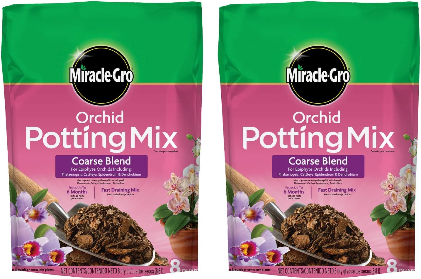 Miracle-Gro Orchid Potting Mix - Coarse Blend for Healthy Growth | 8qt. 2-Pack