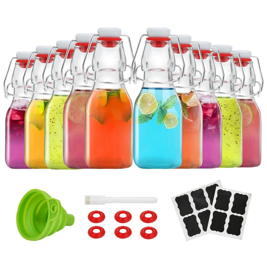 ZEBEIYU Swing Top Glass Bottles 4 oz With Flip Airtight Lids for Home Brewing, Beverages, Oil, Vinegar, Water, Soda, Kefir, Limoncello, Homemade liquor, vanilla（10 Pack