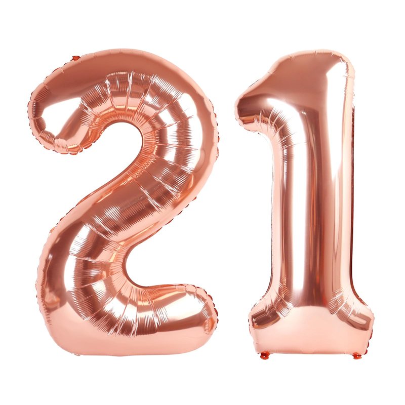 Rose Gold Number 21 Balloon 40 inch, 21 Number Balloons, 21st Birthday Decorations, 21 Year Old Women Men Rose Gold Party Supplies