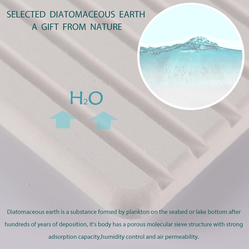 NiuYichee 2 PCS Water Absorbent diatomite Coasters, 12.2" x 4" Water Absorbing Stone Tray for Sink, Stone Drying mat for Kitchen Counter, Stone soap Tray Used for Hand Soaps & toiletries & Plants
