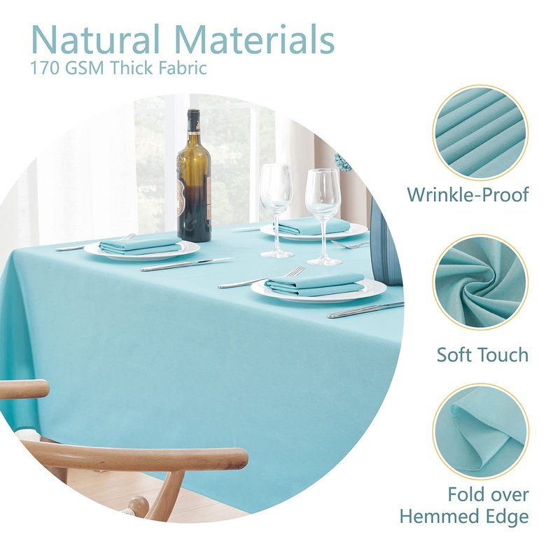 Veblandy Rectangle Tablecloth Waterproof 52x70 inch Linen Textured Table Cloth Stain and Wrinkle Resistant Washable, Decorative Fabric Table Cover for Dining, Party and Camping, Aqua