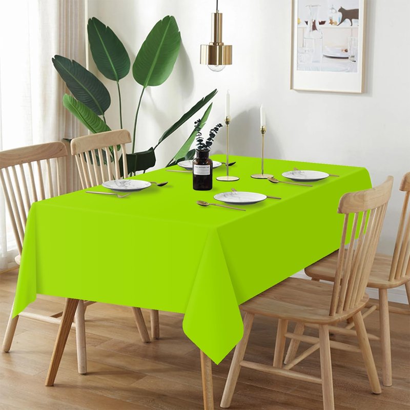 QIKSION Lime Green Plastic Table Cloth Disposable 12 Pack, 54 x 108 Inch Tablecloths for Party, Birthday, Halloween, Christmas Decorations, Rectangle Table Cover