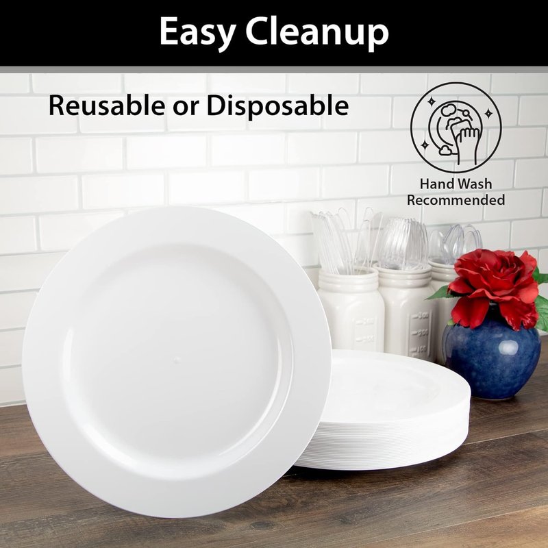 Lillian Tablesettings Premium Quality Heavyweight Plastic Plates China Like. Wedding and Party Dinnerware Plastic Plates 6.25 inc White/Pearl-Value Pack 40 Count