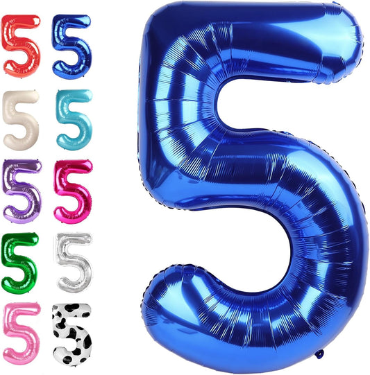 Large Number 5 Birthday Balloon - Navy Blue Foil Mylar | Perfect for 5th, 15th, 25th Celebrations