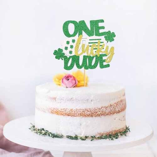 Ercadio St. Patrick's Day Cupcake Toppers - Green Glitter Shamrock Picks for Party Decor