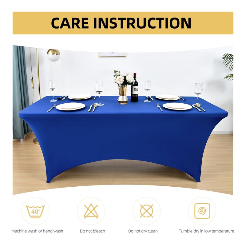 ZarzaaSik 2-Pack 4ft Spandex Table Covers for Rectangular Folding Tables - Wrinkle Resistant Stretch Tight Table Cloths - Ultimate Fitted Table Protector for Parties, Banquet, and Wedding