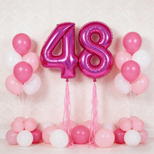 Laser Hot Pink 4 Balloon, Number Balloons 40 Inch, 4th Birthday Decorations for Girls Four Large Numbers for Party Decor, Number 4 Balloon