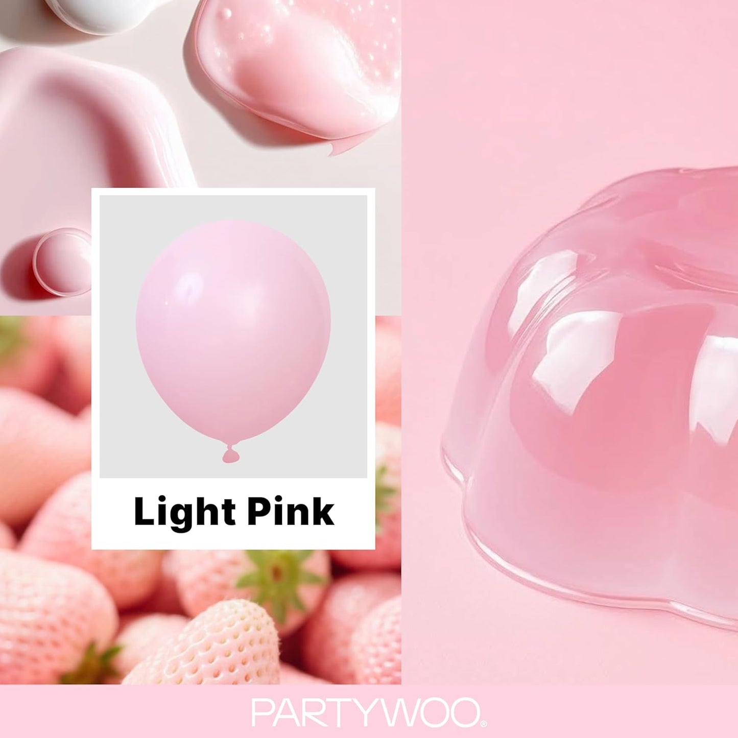 PartyWoo Light Pink Balloons - 120-Piece Pastel Balloon Arch Kit for Baby Showers & Birthdays | 5-18 Inch Sizes