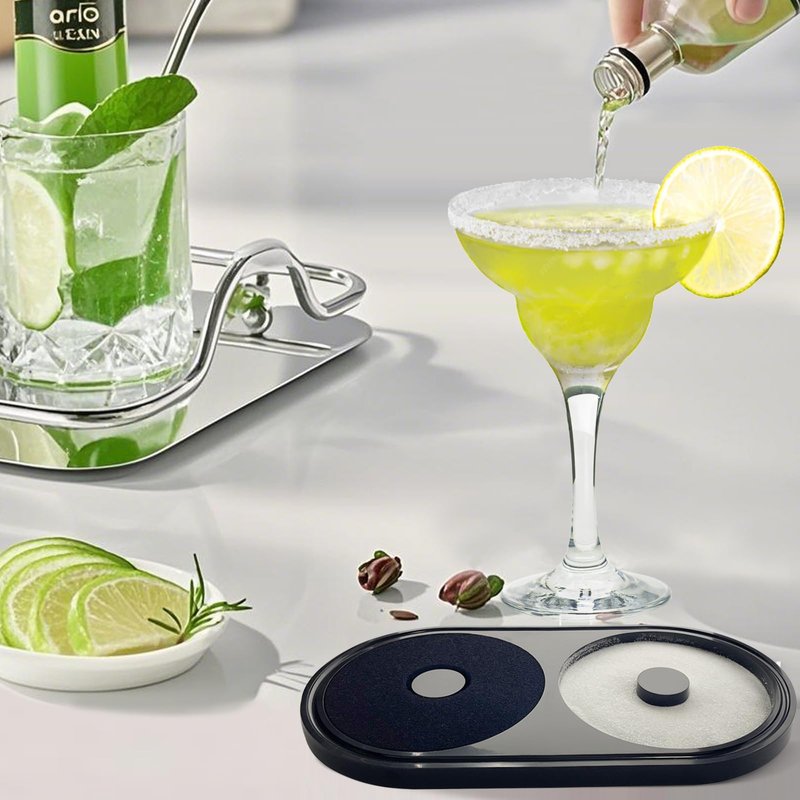 KKJCXY Bar Glass Rimmer All in-One Margarita Salt Rimmer Set for Cocktails, Salt and Sugar Rimmer Tray for Drinks - Drink Rimmer, Glass Rimmer for Margarita Rim, Cocktail Rimmer for Bar Tool