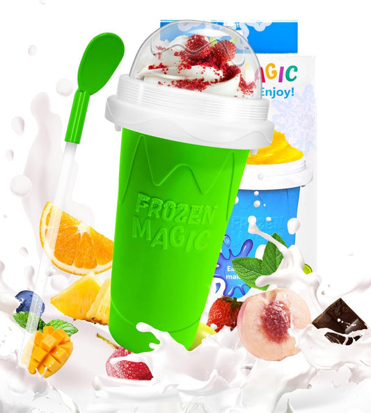 Skiennix Slushy Cup - DIY Magic Slushy Maker for Juices & Ice Cream | Portable Double-Layer Design (Green)