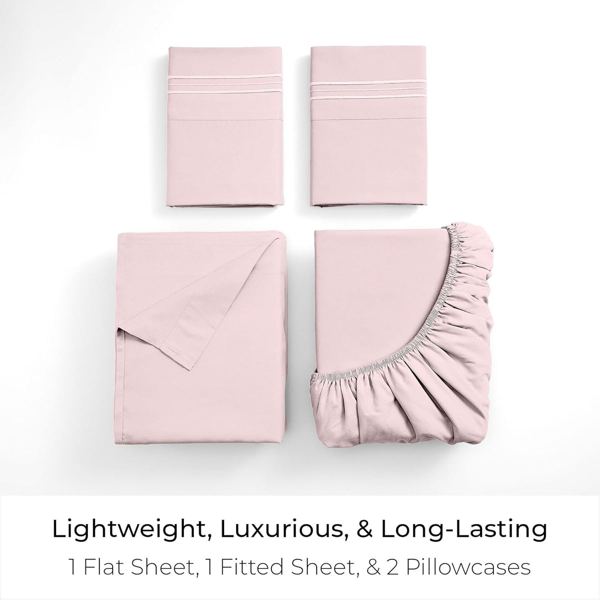 Mellanni Queen Sheets Set - 4 PC Hotel Luxury Bedding | Extra Soft, Cooling & Stain Resistant (Blush Pink)