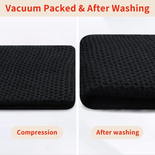 Homaxy 100% Cotton Waffle Weave Kitchen Dish Towels, Ultra Soft Absorbent Quick Drying Cleaning Towel, 20x28 Inches, 12-Pack, Black