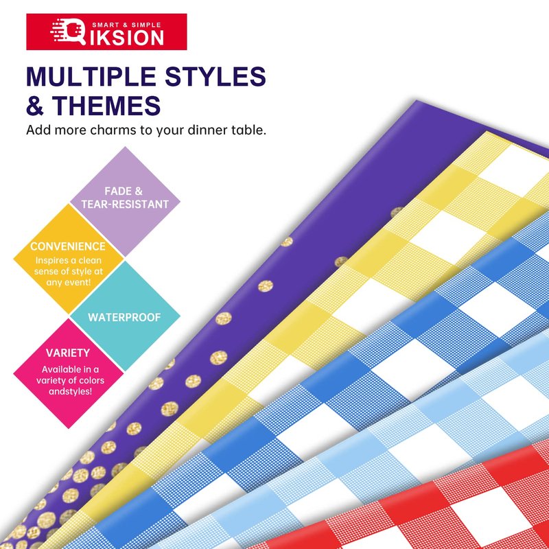 QIKSION Dark Green Plastic Table Cloth Disposable 2 Pack, 54 x 108 Inch Tablecloths for Party, Christmas Decorations, Rectangle Table Cover