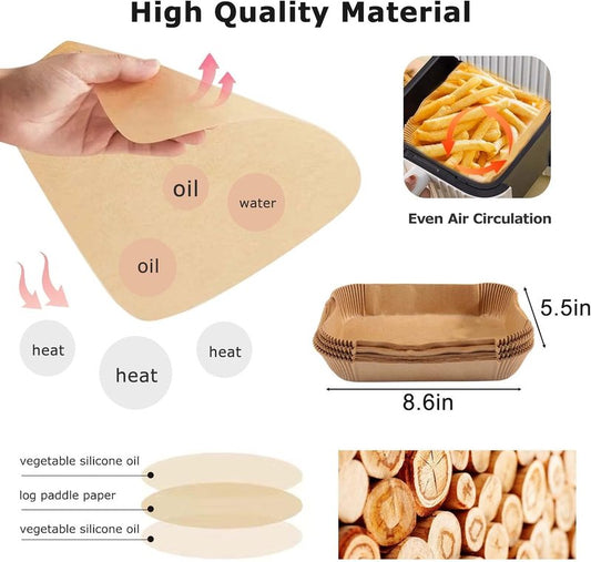 Air Fryer Baking Liners for Ninja Foodi DualZone 2-Basket DZ201, DZ401, FG551 Foodi Smart XL 6-in-1 Indoor Grill Accessories (Rectangular Baking Paper 250PCS)