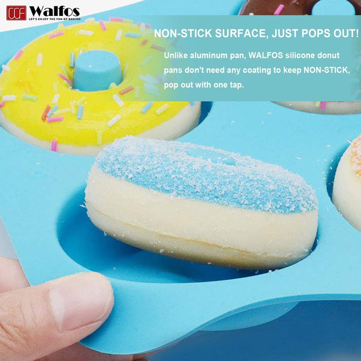Walfos Non-Stick Donut Pan - Silicone Doughnut Mold, BPA-Free, Easy Release, Set of 3