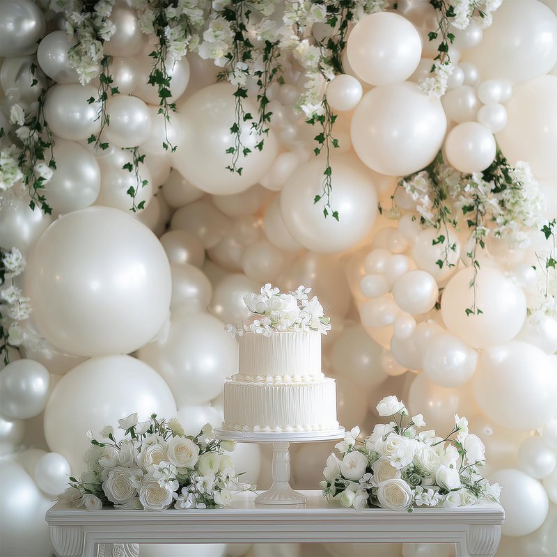 RUBFAC 129pcs Pearl White Balloons Different Sizes 18 12 10 5 Inch for Garland Arch Kit, Latex Balloon for Wedding Engagement Anniversary Bridal Baby Shower Birthday Party Decoration
