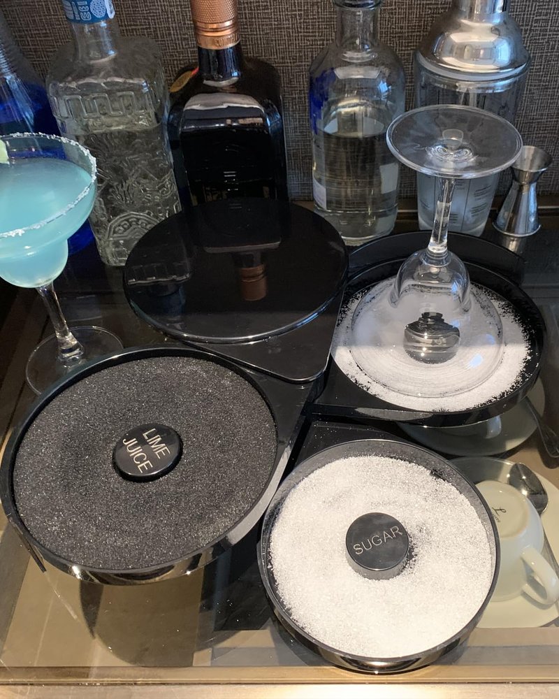 ATPEAM 1 Pack 3 Tier Margarita Salt Rimmer Set Bar Glass Rimmer with 1 Sponges Bartender Tool for Margarita and Cocktail Bar Accessories with Lime Juice Salt and Sugar Container