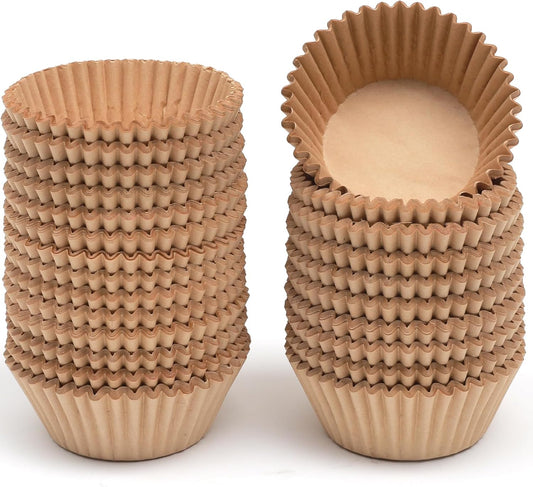 Qiqee 600 Pcs Natural Cupcake Liners - Food Grade Brown Muffin Baking Cups | No Smell, Standard Size