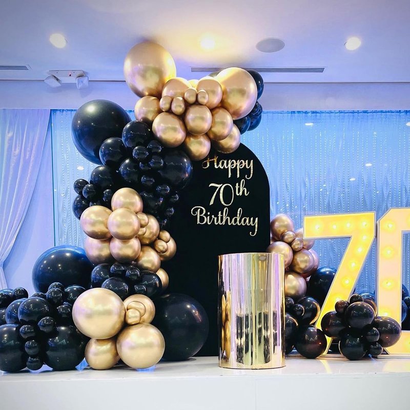 YMSZ Black and Gold Balloons, Black and Metallic Gold Balloons Garland Arch Kit for Birthday, 2026 New Years, Graduation Anniversary Decorations Supplies