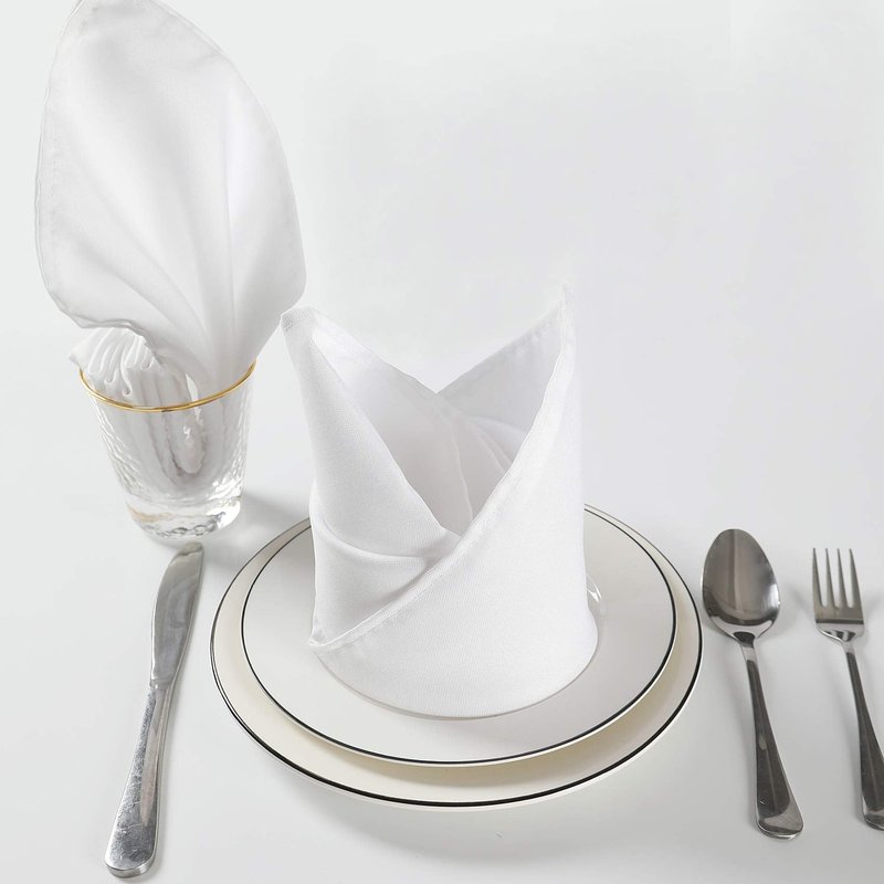 Cloth Napkins 17x17 inch Washable Polyester Dinner Napkins Soft Table Napkins for Wedding Party Dining Banquet(White,25PCS)