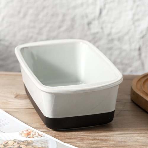 HVH Ceramic Loaf Pan for Baking Bread, 9 x 5 inch Baking Bread Loaf Pan, Rectangular Bread Pan, Bread Baking Pan for Cooking, Farmhouse Style (Blue)