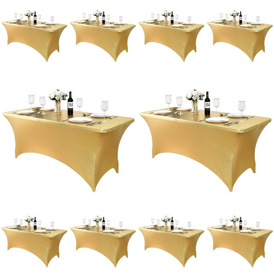 ZarzaaSik 10-Pack 6ft Spandex Table Covers for Rectangle Standard Folding Tables - Wrinkle Resistant Stretch Tablecloths - Ultimate Fitted Table Protector for Parties, Banquet, Wedding