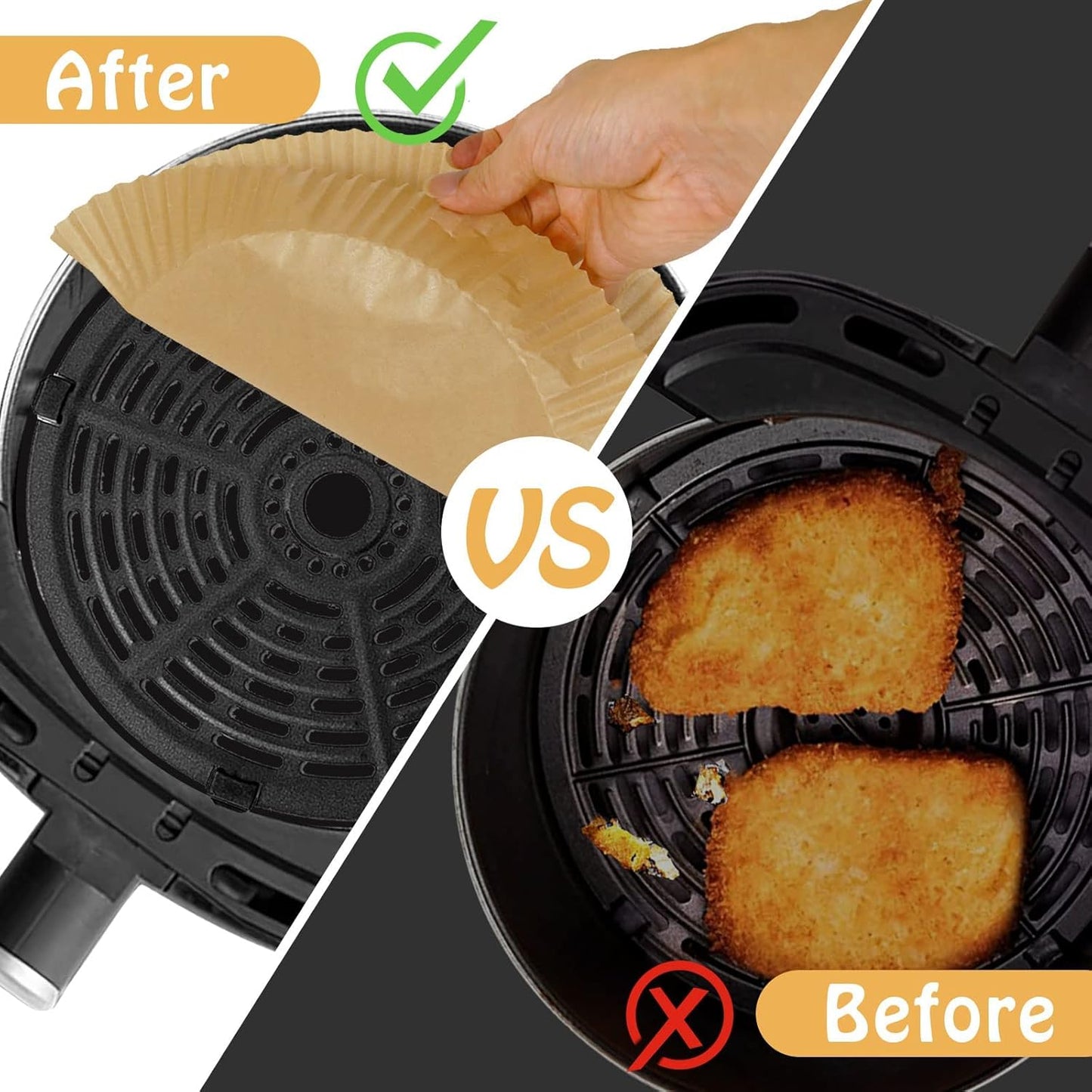 SIUDANGKA Mini Air Fryer Liners - 100 Pcs Non-Stick Parchment Paper Pads for 2QT Air Fryers | Compatible with Ninja, COSORI, Instant Vortex, CHEFMAN