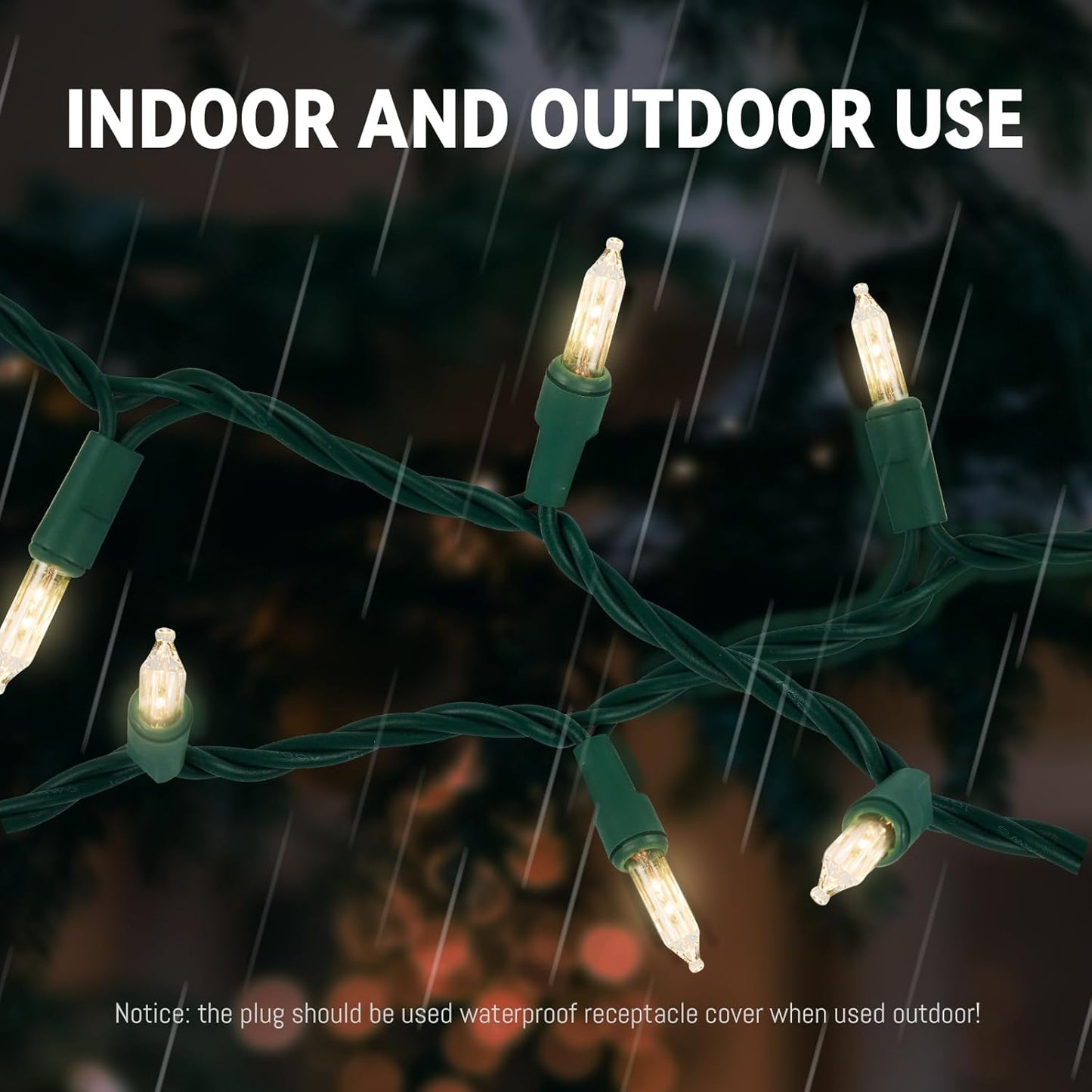 Skiennix Clear Christmas Lights - 100 Count Warm White String Lights | 21ft Green Wire for Indoor/Outdoor Decor