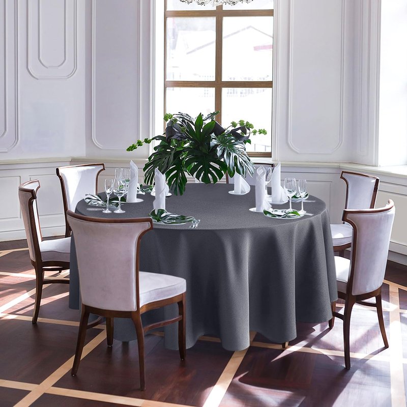 Biscaynebay Textured Fabric Round Tablecloths 108" only, Royal Blue Water Resistant Table Cloth Circle Folding Table Covers Linen for Dining, Kitchen, Wedding, Parties etc. Machine Washable