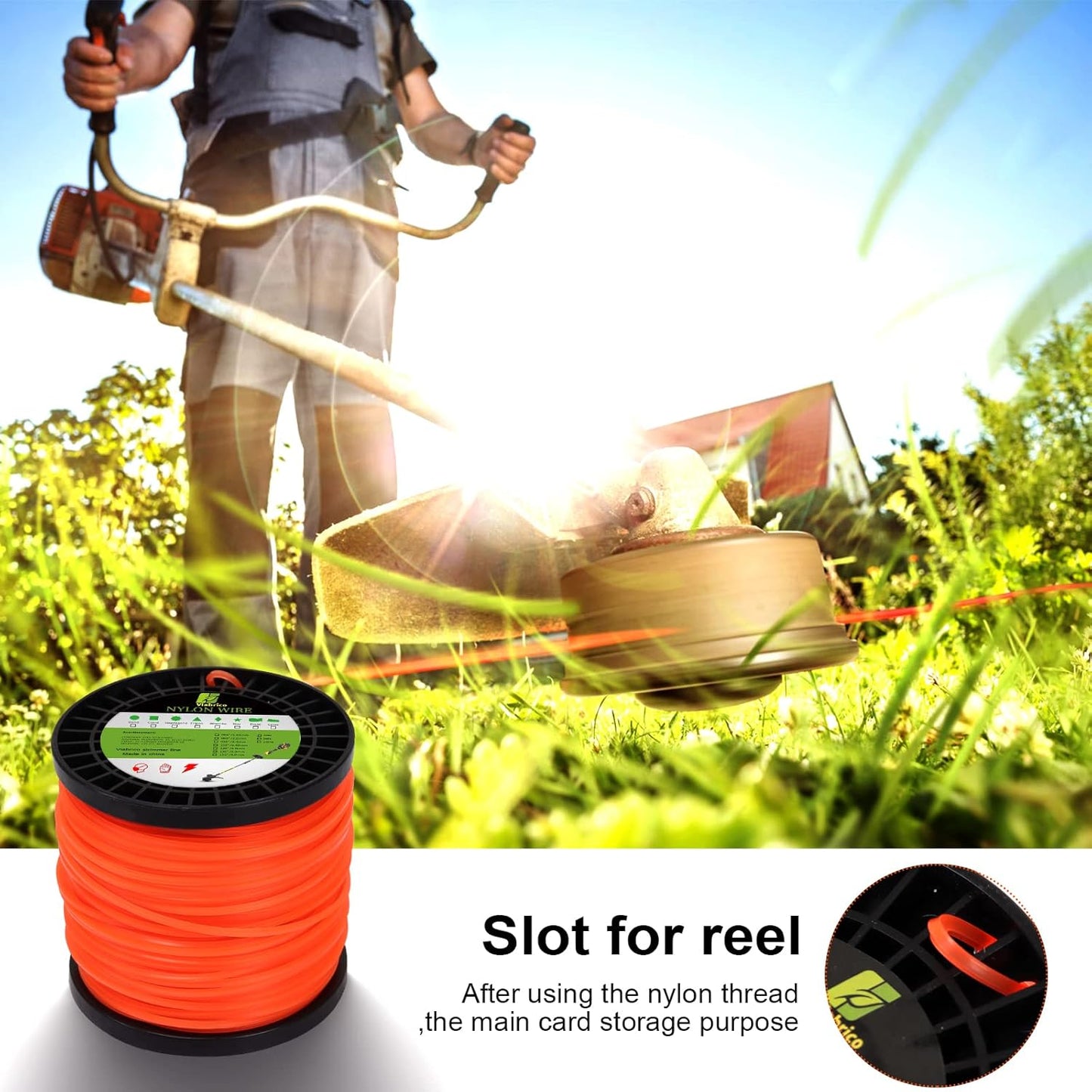 VIABRICO 0.080 Inch Weed Wacker String Trimmer Line - Commercial Grade Square Nylon - 425ft Spool