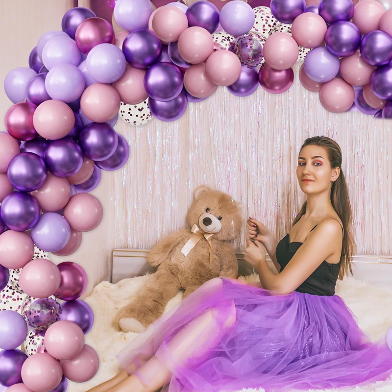 OuMuaMua Pink and Purple Balloons, 62Pcs Light Pink Balloon Lavender Balloon Purple Latex Balloons for Women Girls Birthday Baby Shower Wedding Princess Party Decorations, 12 Inch