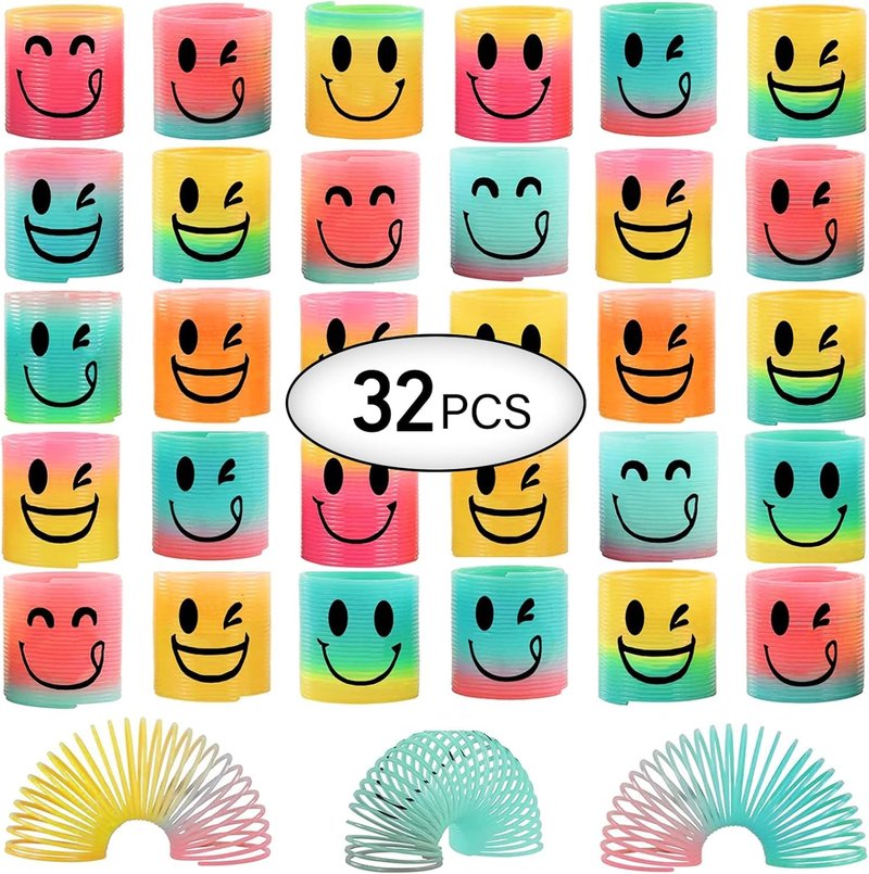 AZEN 32 Pcs Mini Spring Party Favors for Kids 3-5 4-8, Goodie Bags Stuffers for Birthday, Classroom Prizes Kids Prizes, Small Bulk Toys Gifts (4 Smile)