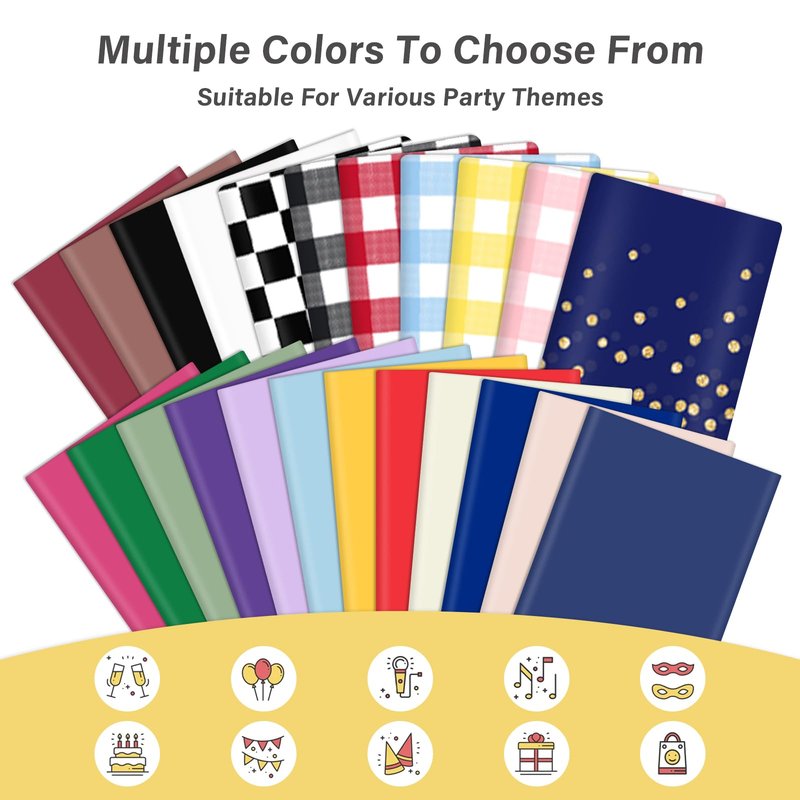 Mulbozy 2 Pcs Checkered Tablecloth Plastic for Birthday Decor, 54 × 108 inches Disposable Black and White Checkered Table Covers for Baby Shower, Race Car Birthday Party Decorations