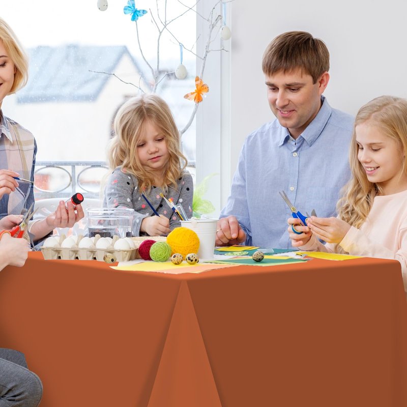 YIDAKO 3Pcs Orange Tablecloths for Rectangle Tables,Disposable Plastic Table Cloth,Waterproof Table Cover for Fall Thanksgiving Harvest Birthdays Weddings Party Decorations,54 x 108 Inch
