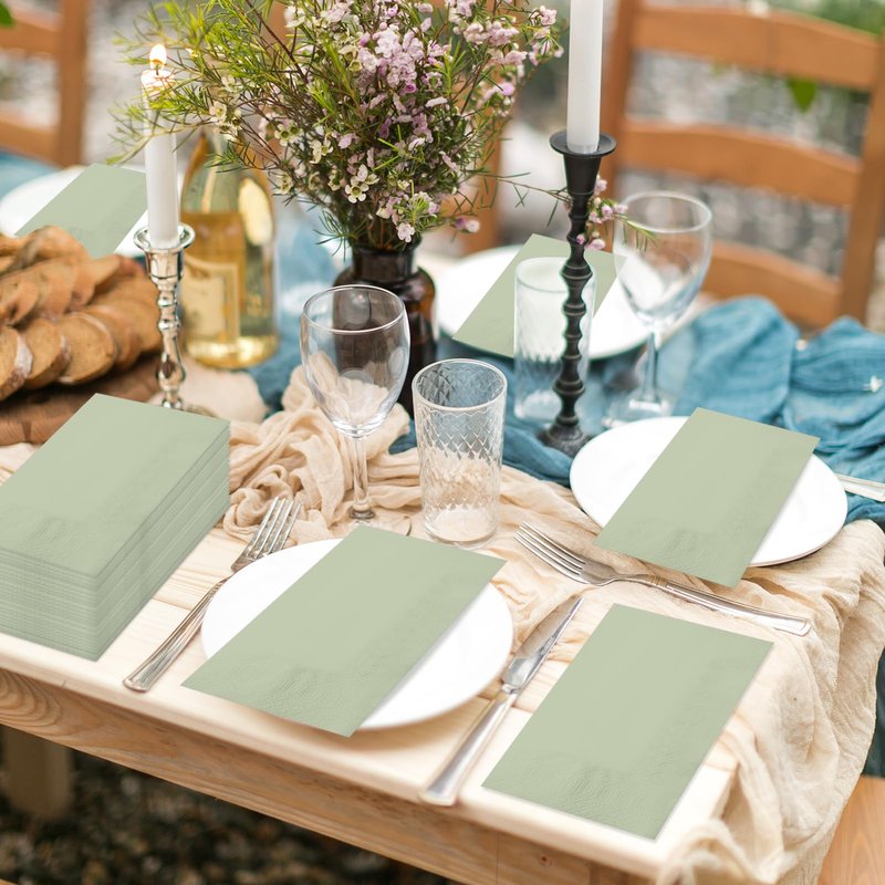 Sage Green Tablecloth and Napkins Set