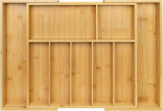 Utoplike Extra Large Bamboo Drawer Organizer - Expandable Utensil Holder with 7-9 Slots