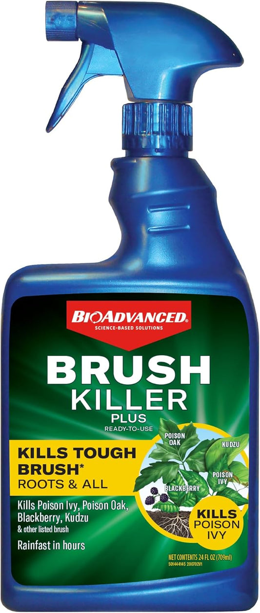 BioAdvanced Brush Killer Plus - Ready-to-Use Weed Killer Spray | 24 oz for Tough Brush & Poison Ivy Control