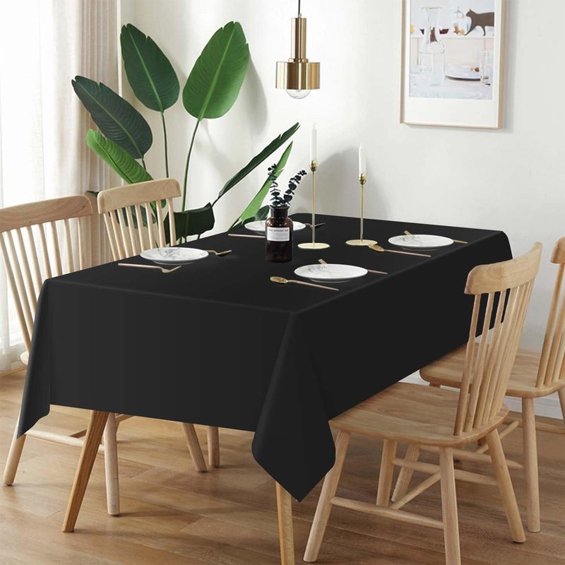 QIKSION Black Plastic Table Cloth Disposable 12 Pack, 54 x 108 Inch Tablecloths for Party, Graduation, Halloween Decorations, Rectangle Table Cover