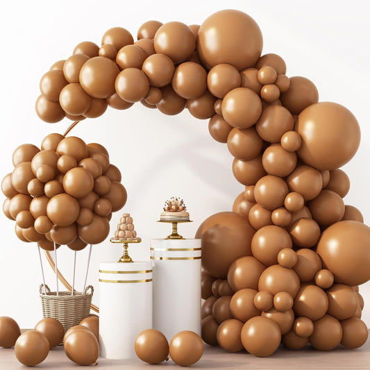 RUBFAC Tan Balloons - 129-Piece Latex Garland Kit | Boho Neutral Light Brown for Weddings & Parties