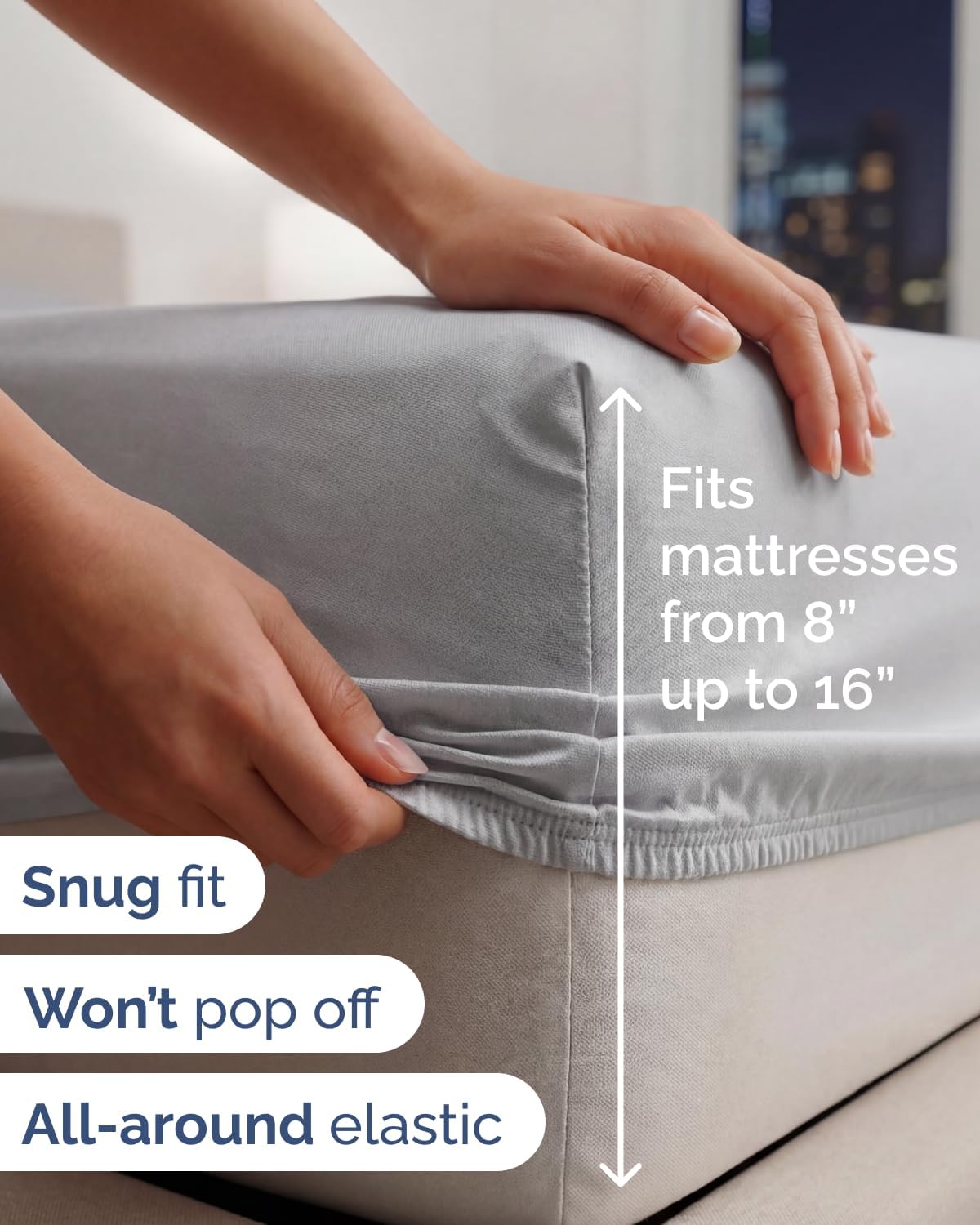 Lightweight Bed Sheet Set by [Brand Name] | Full Size Cooling Sheets for Hot Sleepers | Breathable Bedding with Deep Pockets - Light Grey