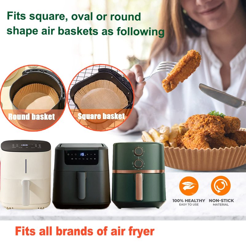 Ninja Power XL Gourmia Air Fryer Disposable Paper Liners - 200pcs, 9 Inch Round Parchment Liners for 4/5/6 qt Air Fryers, Baking Paper for Oven & Microwave