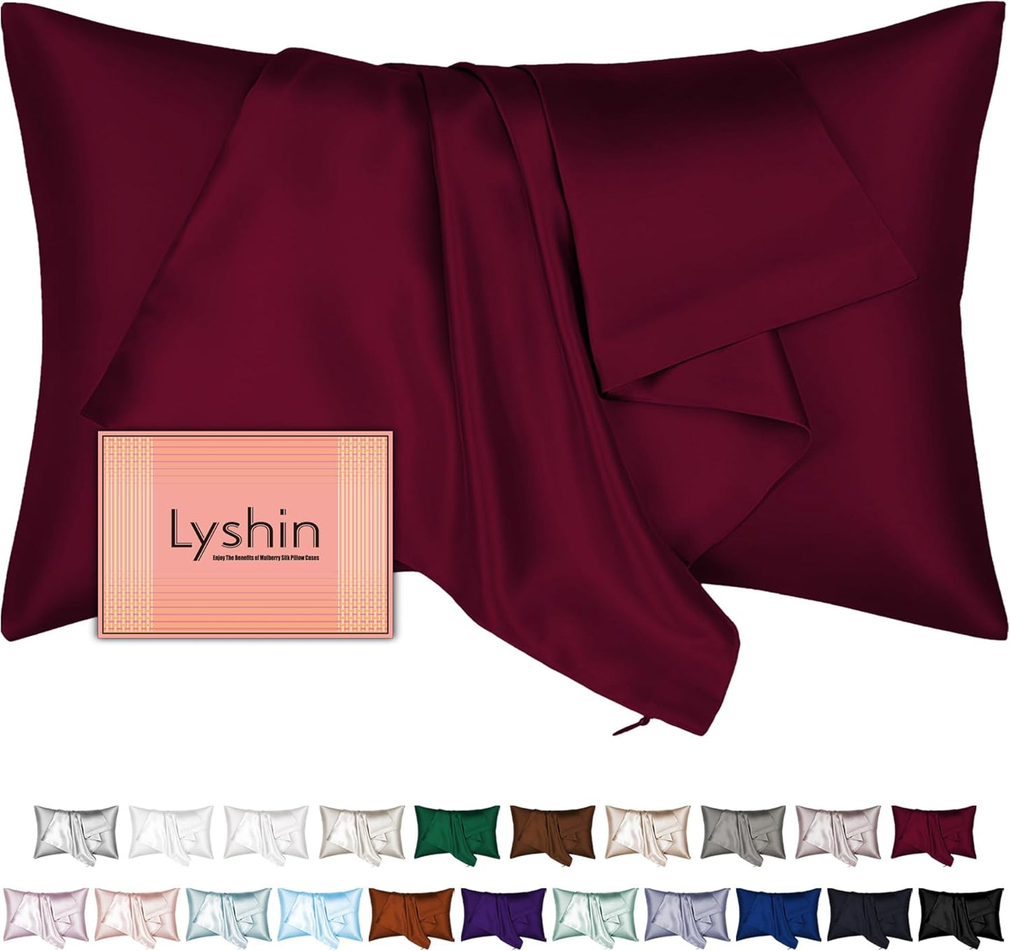 Regine Switzerland Mulberry Silk Pillowcase - Standard Size, Hidden Zipper, Soft & Breathable, Burgundy Red