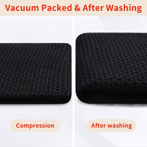 Homaxy 100% Cotton Waffle Weave Kitchen Dish Cloths, Ultra Soft Absorbent Quick Drying Dish Towels, 12 x 12 Inches, 12-Pack, Black