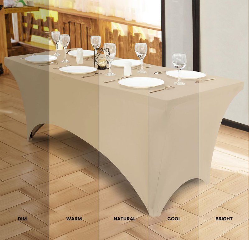 Utopia Kitchen Spandex Tablecloth 2 Pack [4FT, Champagne] Tight, Fitted, Washable and Wrinkle Resistant Stretch Table Cloth Rectangle Cover for Trade Show, Weddings & Parties [48Lx30Wx30H Inch]